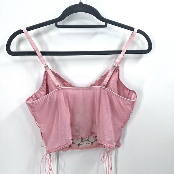 Floral Y2K Fairy Pink Mesh Corset Bustier EDC Womens Size Large - Picture 5 of 7